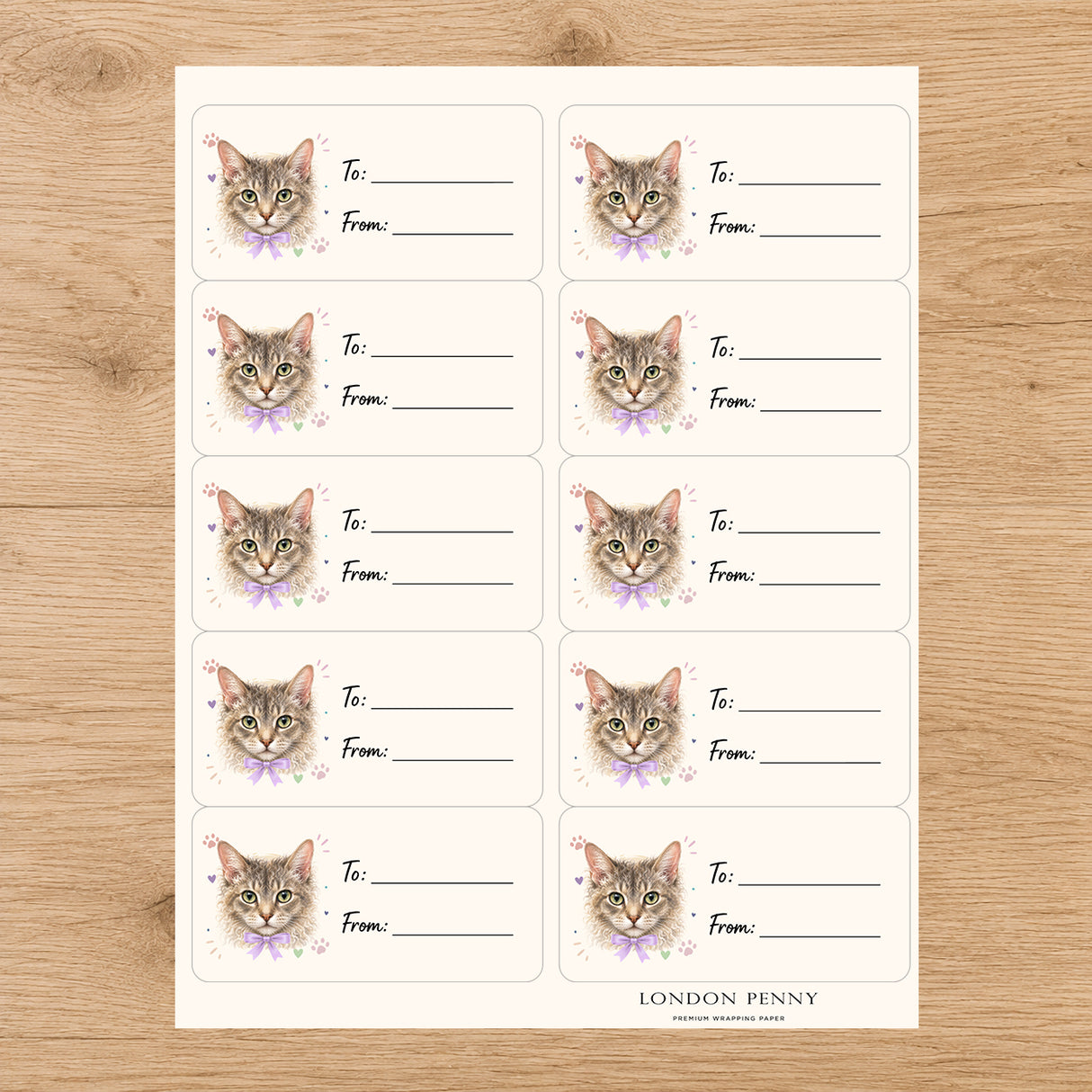LaPerm Purrfectly Yours Gift Tag Sticker Sheet