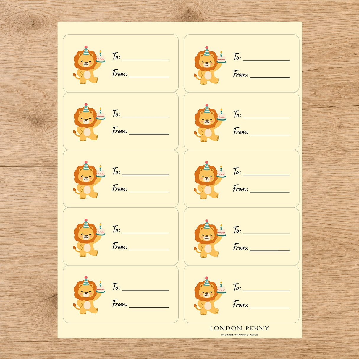 Lion’s Birthday Bash Gift Tag Sticker Sheet