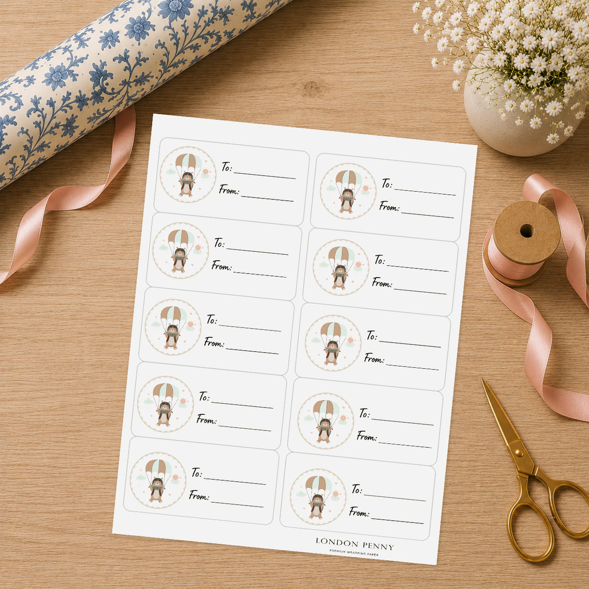 Little Bear Adventure Gift Tag Sticker Sheet