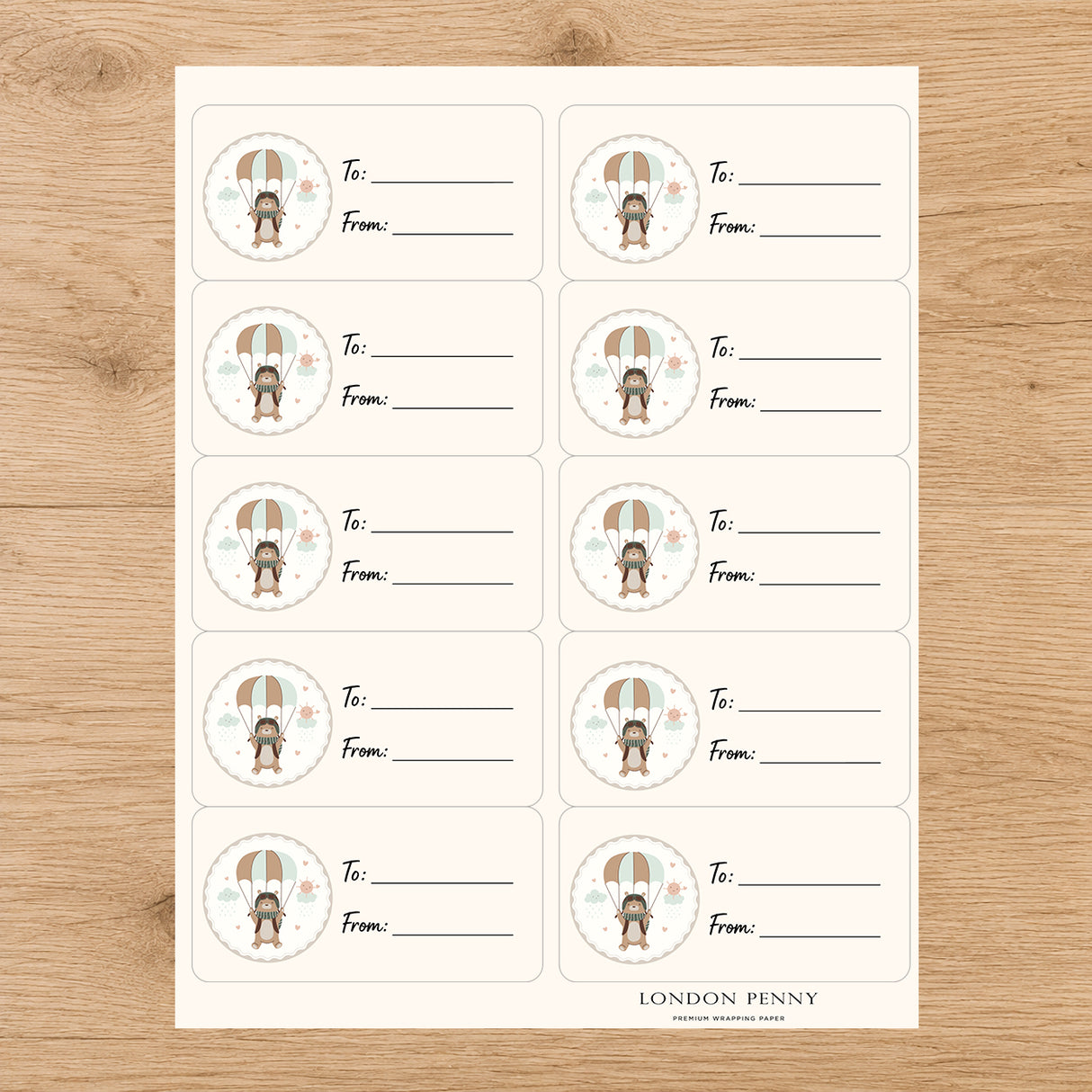 Little Bear Adventure Gift Tag Sticker Sheet