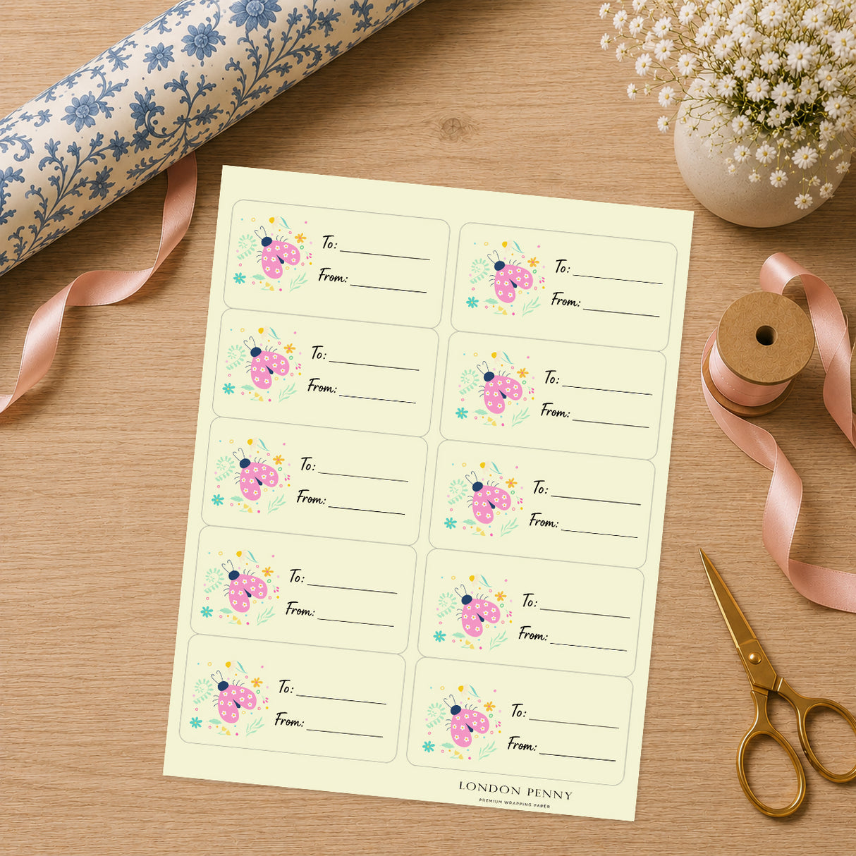 Little Ladybug Love Gift Tag Sticker Sheet