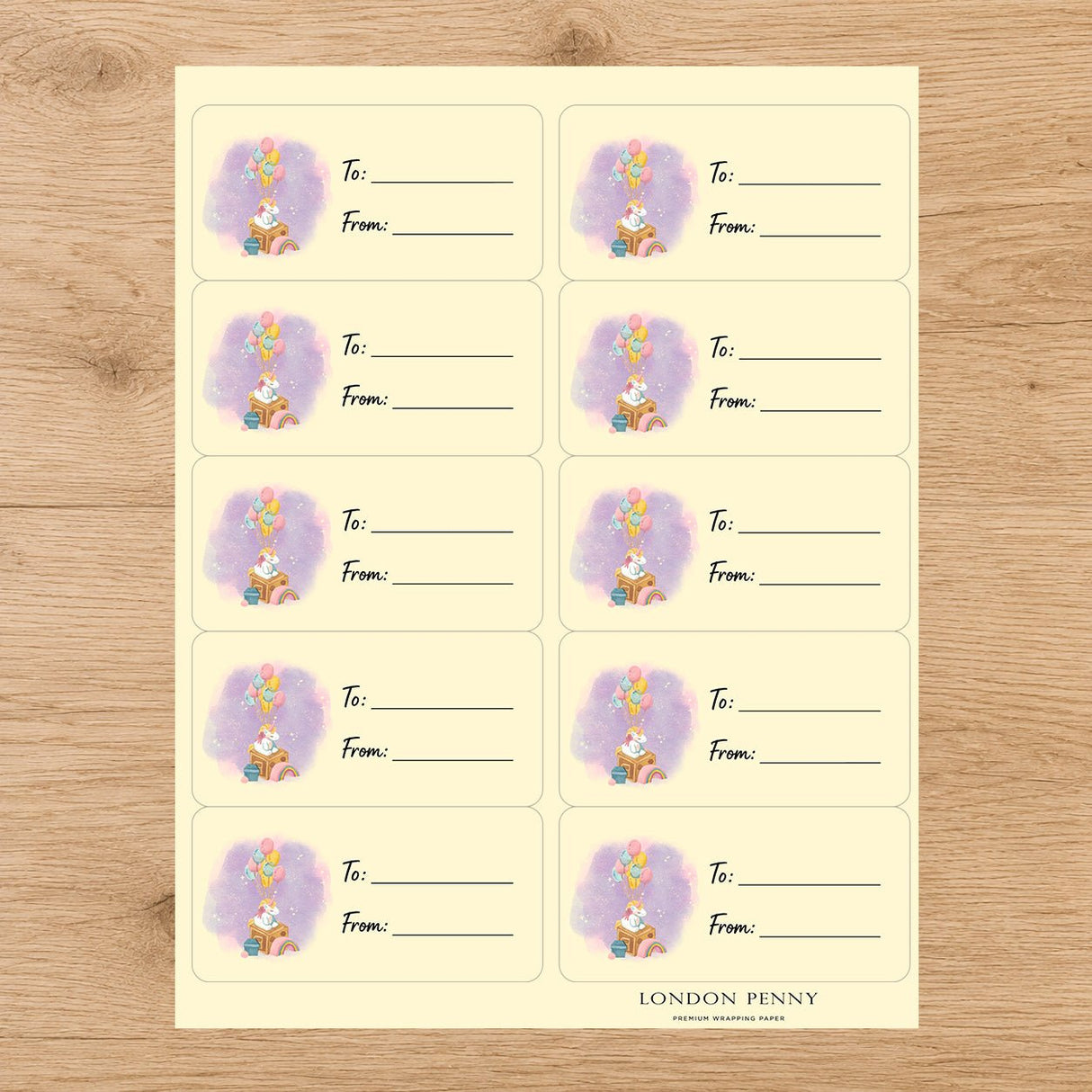 Little One’s Big Adventure Gift Tag Sticker Sheet - London Penny Gift Wrap