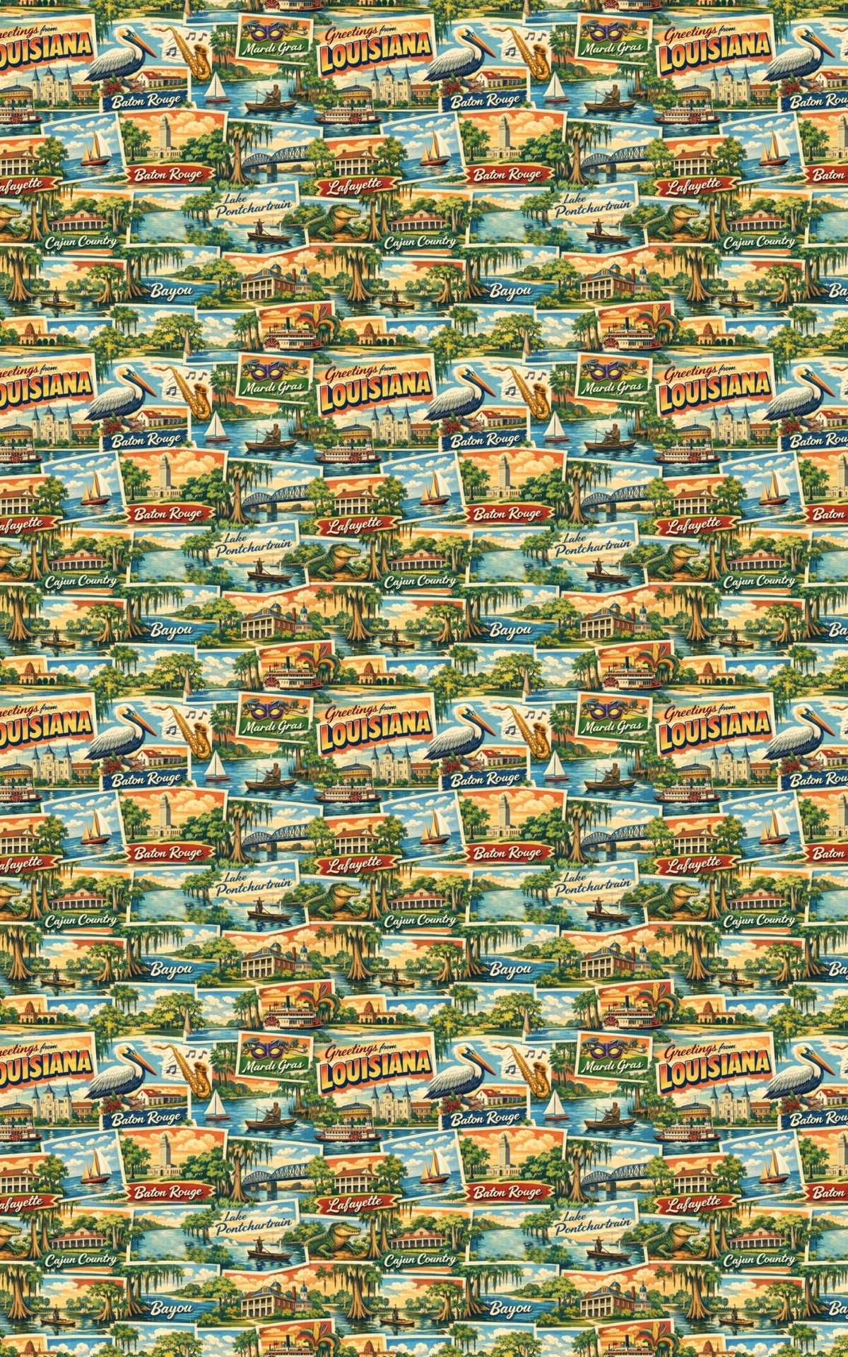 Louisiana Postcard Memories - London Penny Gift Wrap