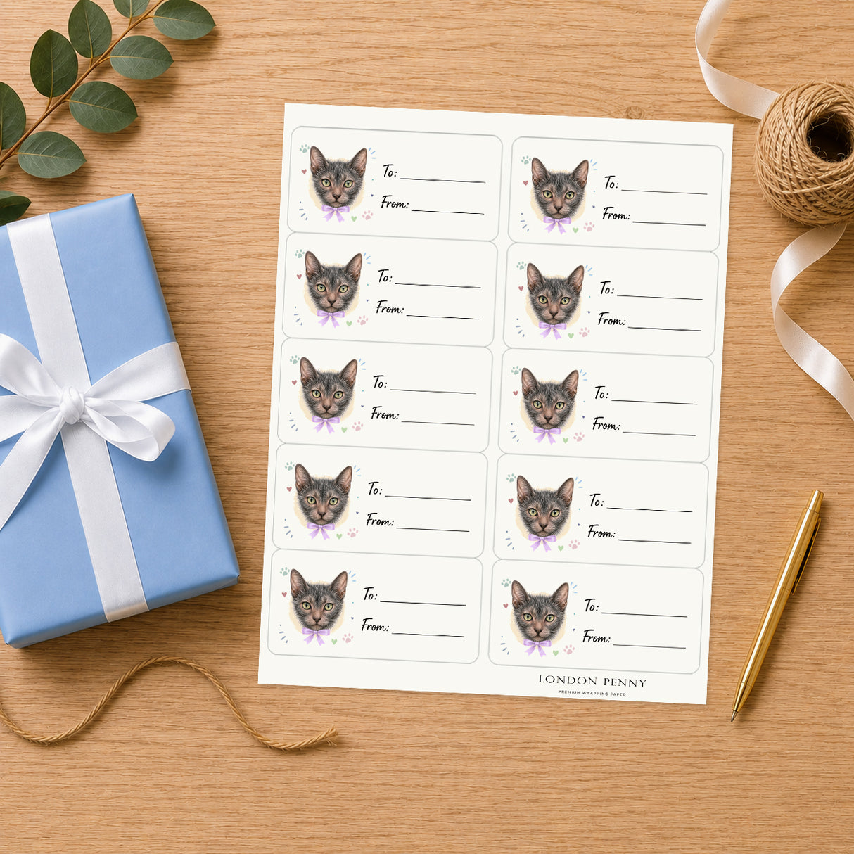 Lykoi Purrfectly Yours Gift Tag Sticker Sheet