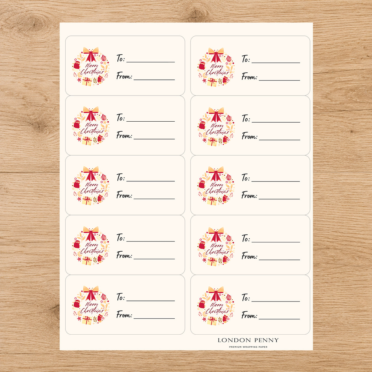 Merry & Bright Christmas Gift Tag Sticker Sheet