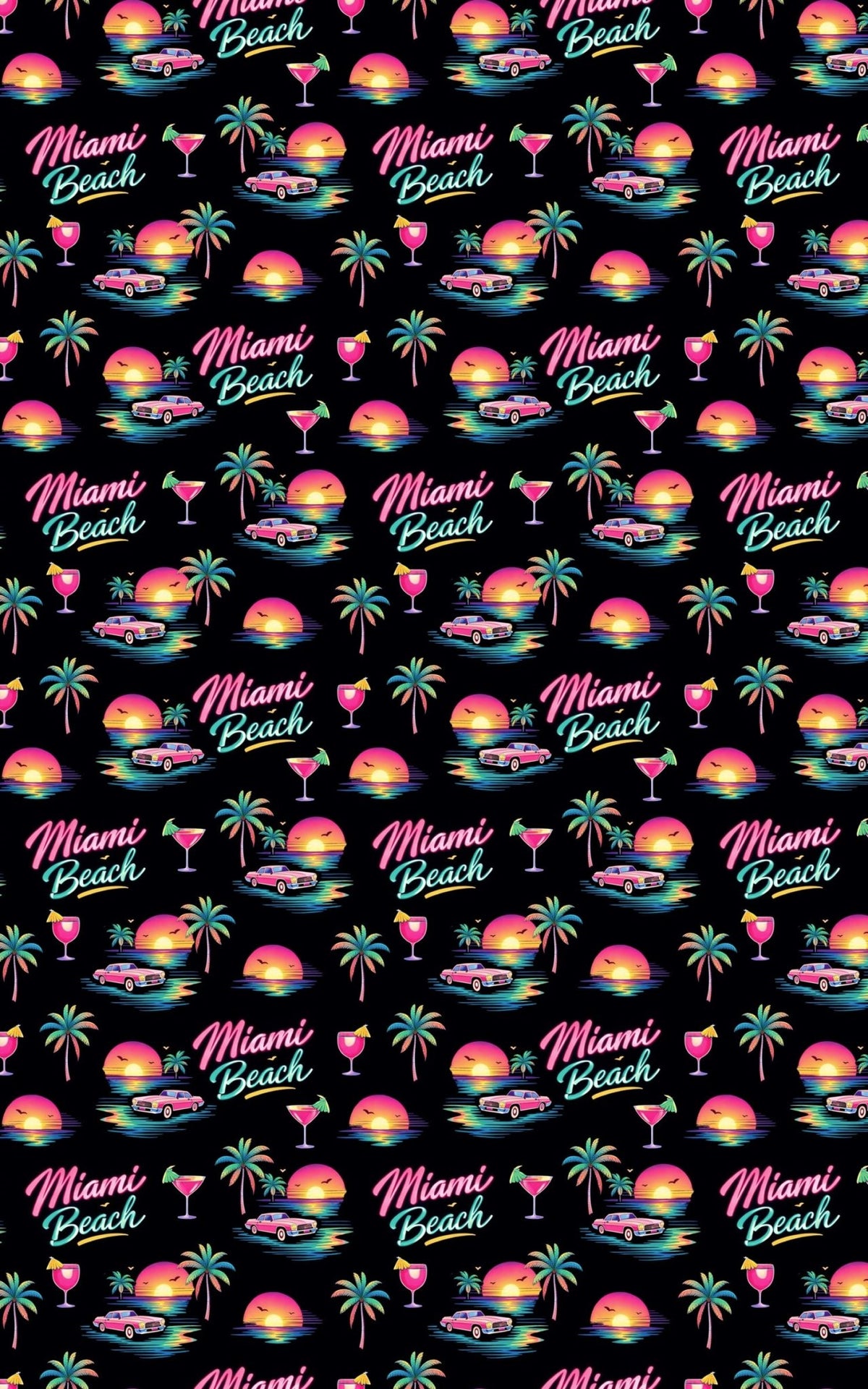 Miami Beach Retro Waves - London Penny Gift Wrap