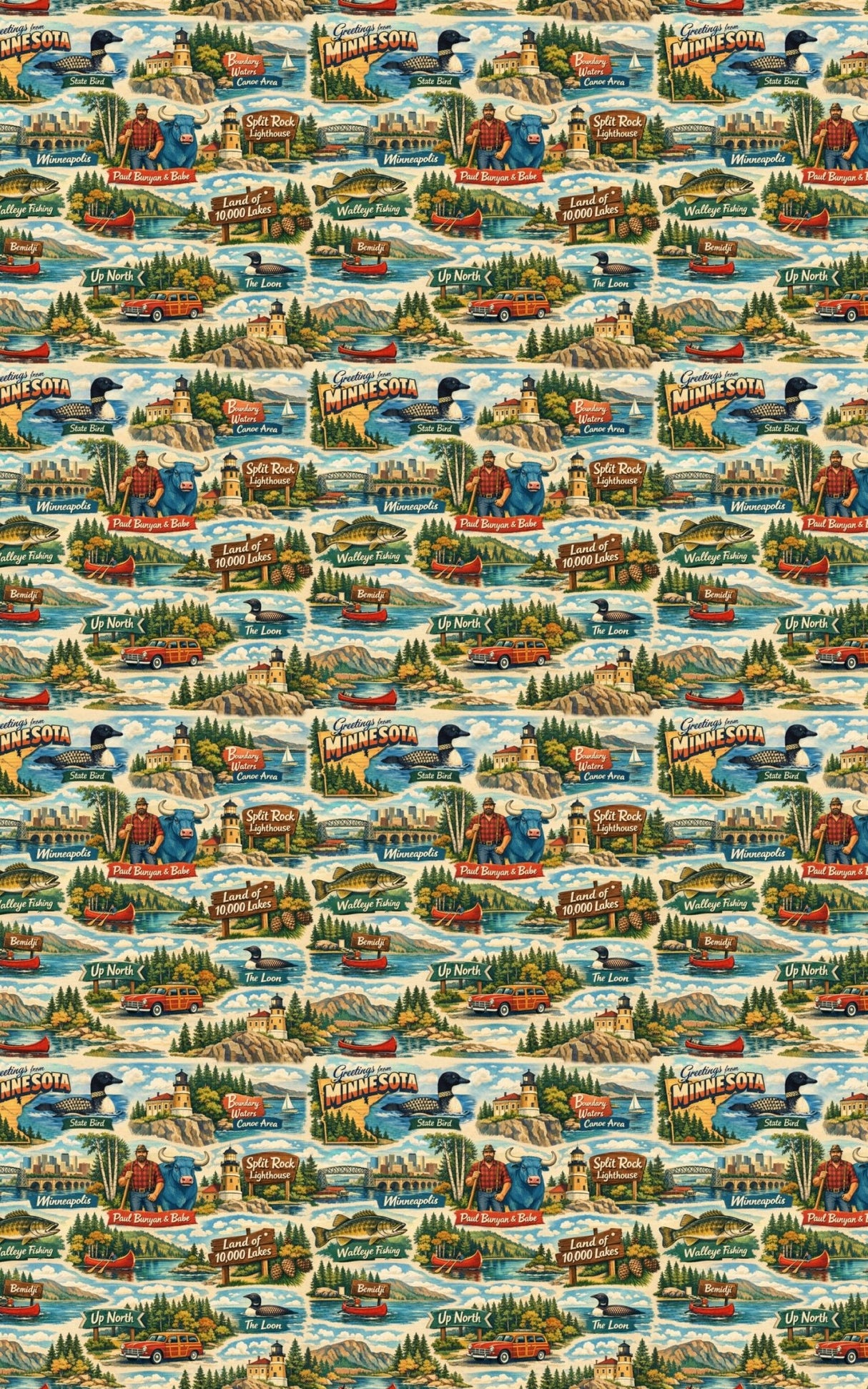 Minnesota Postcard Memories - London Penny Gift Wrap