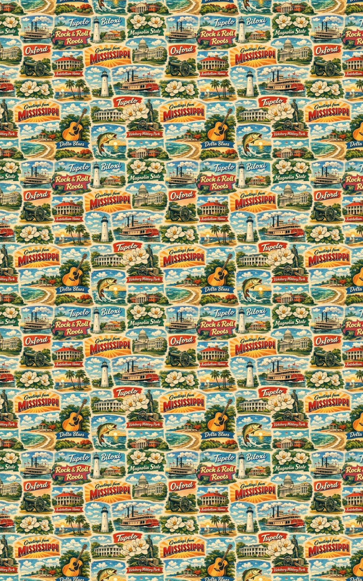Mississippi Postcard Memories - London Penny Gift Wrap