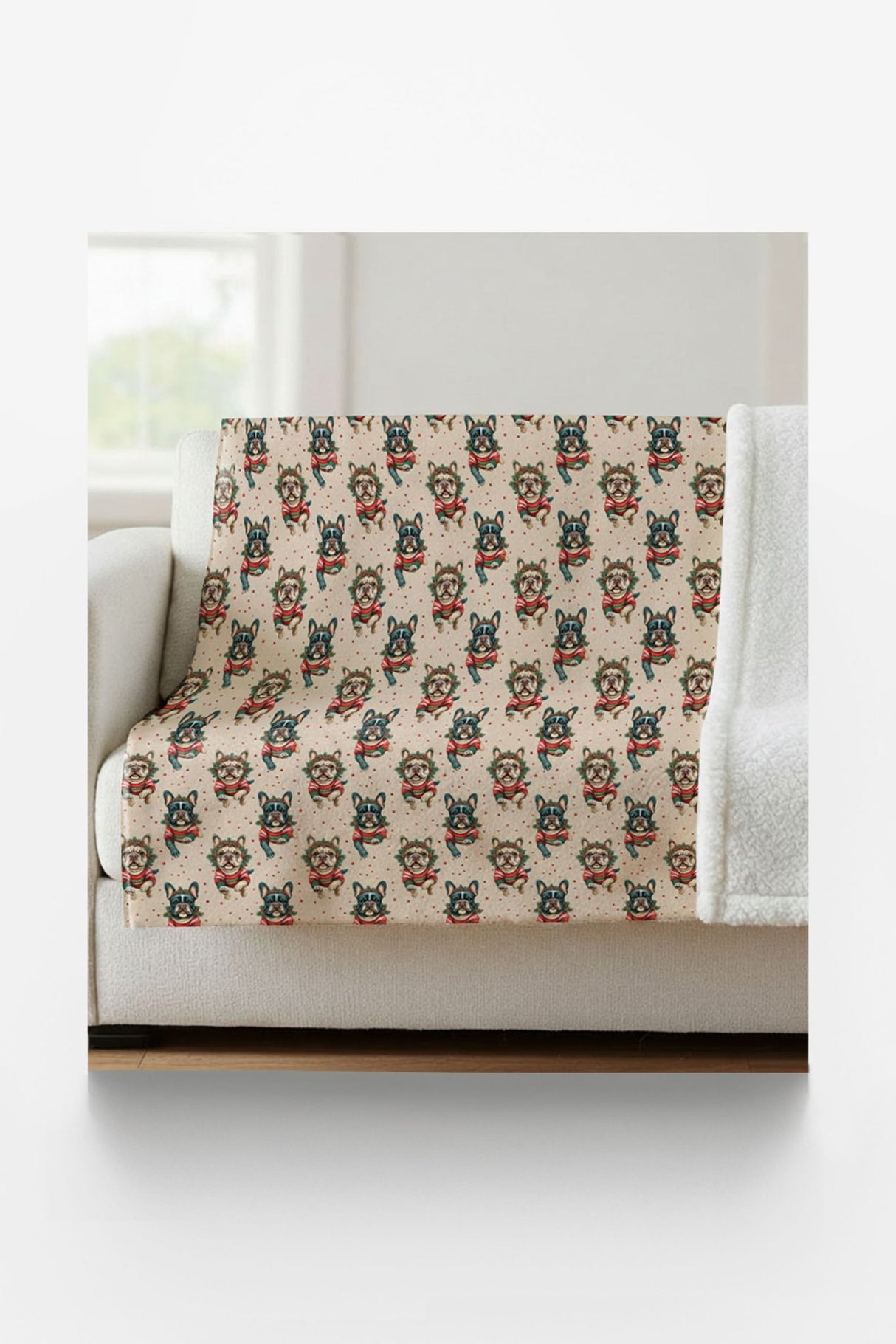Frenchies Holiday Sweaters Sherpa Blanket - London Penny Gift Wrap