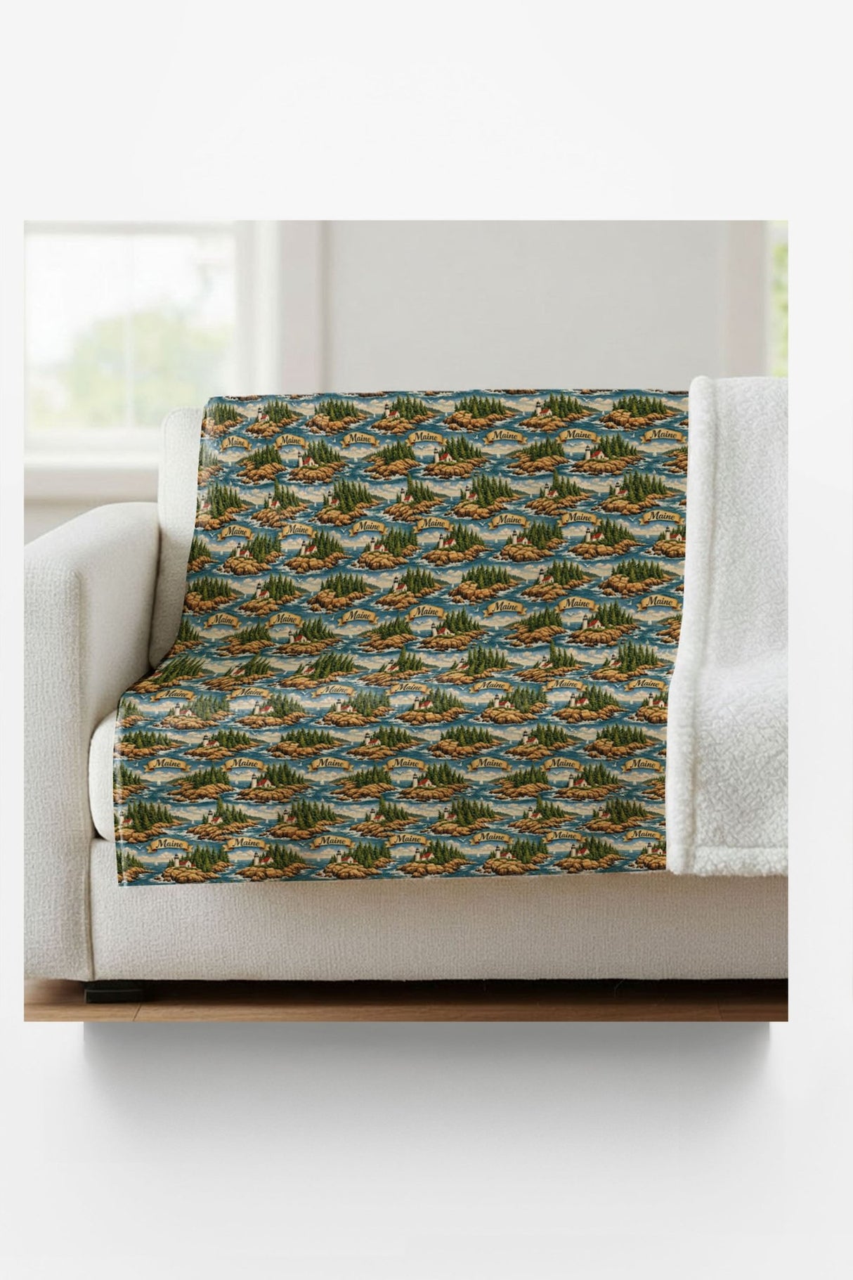 Maine Pine & Coast Sherpa Blanket - London Penny Gift Wrap