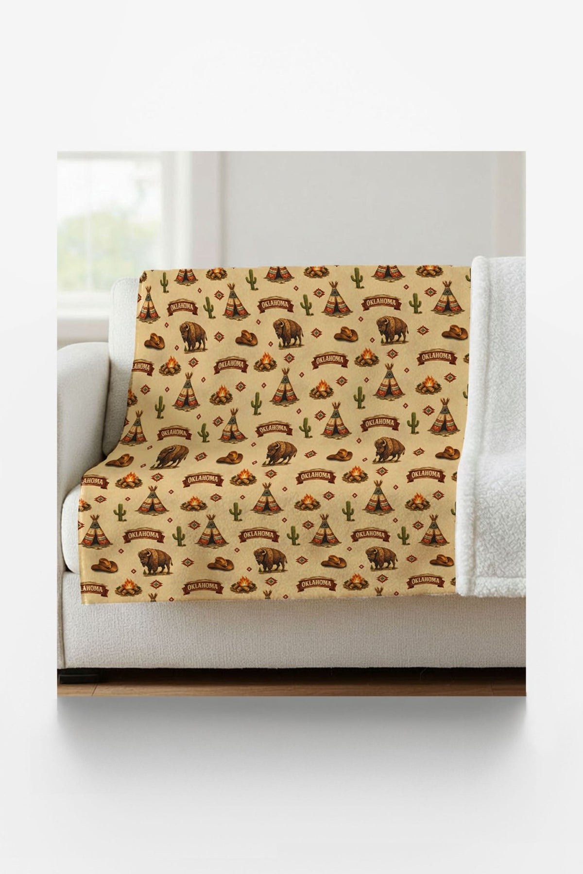 Oklahoma Western Prairie Sherpa Blanket - London Penny Gift Wrap