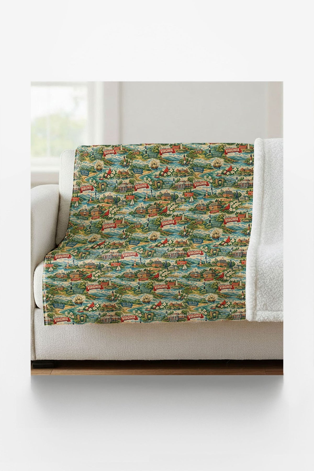 Virginia Postcard Memories Sherpa Blanket - London Penny Gift Wrap