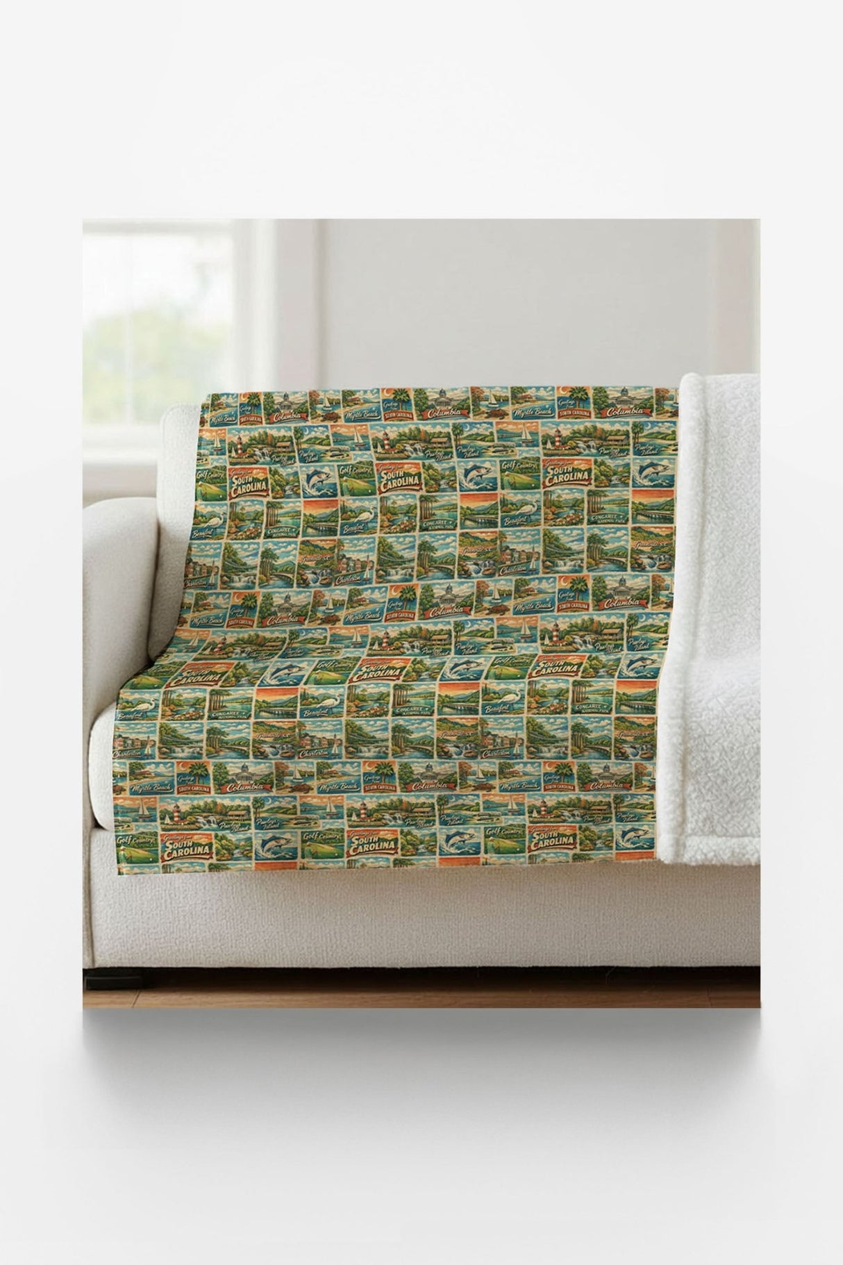 South Carolina Postcard Memories Sherpa Blanket - London Penny Gift Wrap