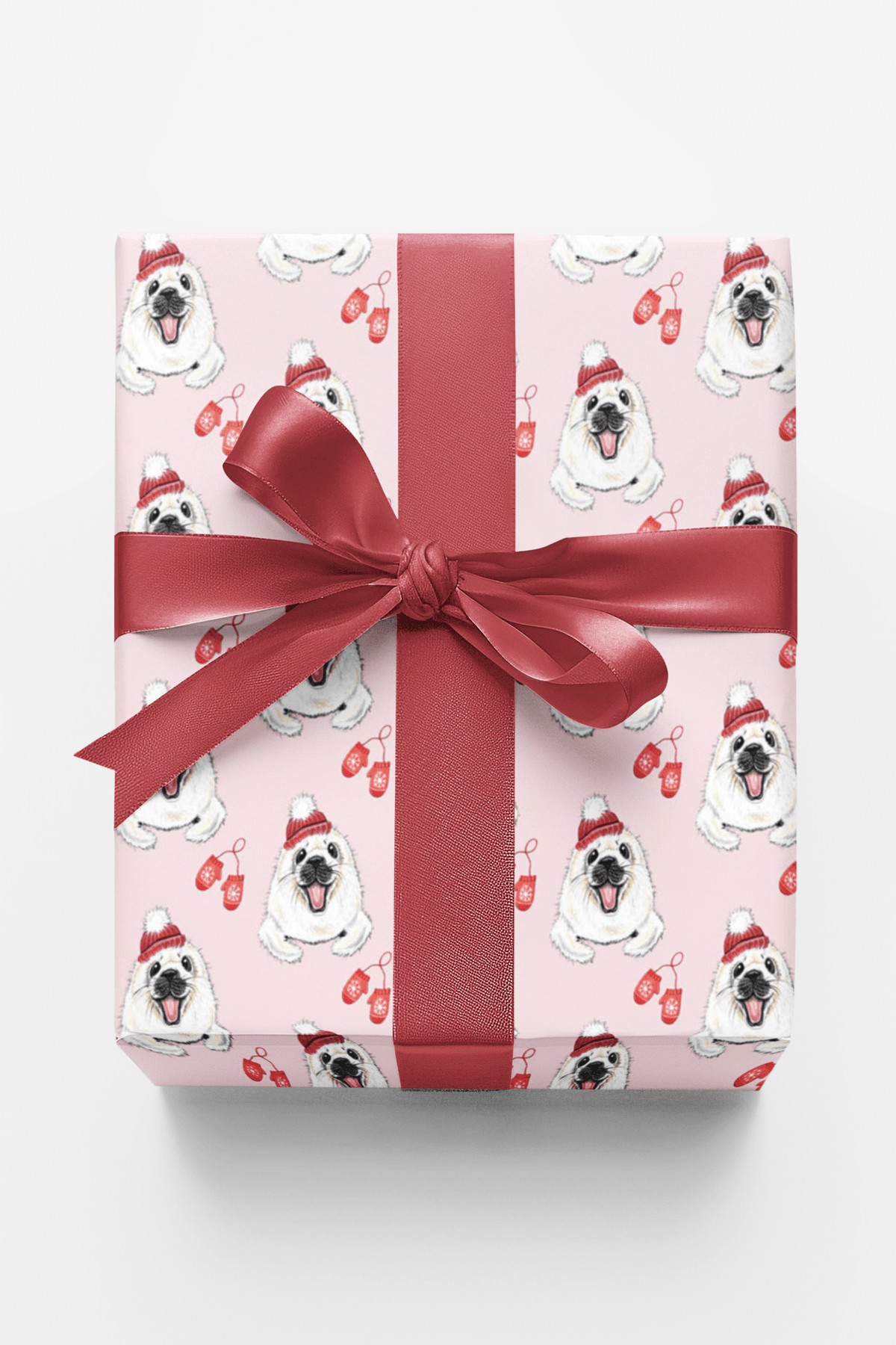 Winter Seal Pink Wrapping Paper | Michelle Gilsey | Artist Corner - London Penny Gift Wrap