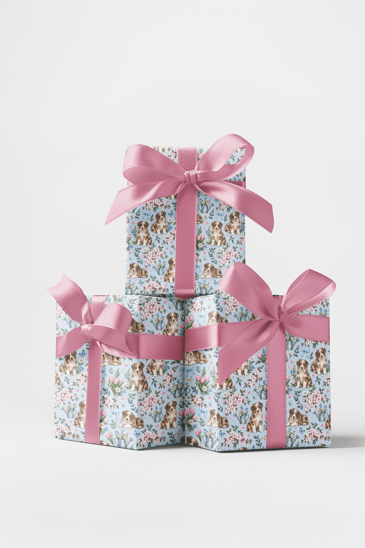 Red merle Aussie Spring Garden Wrapping Paper - London Penny Gift Wrap