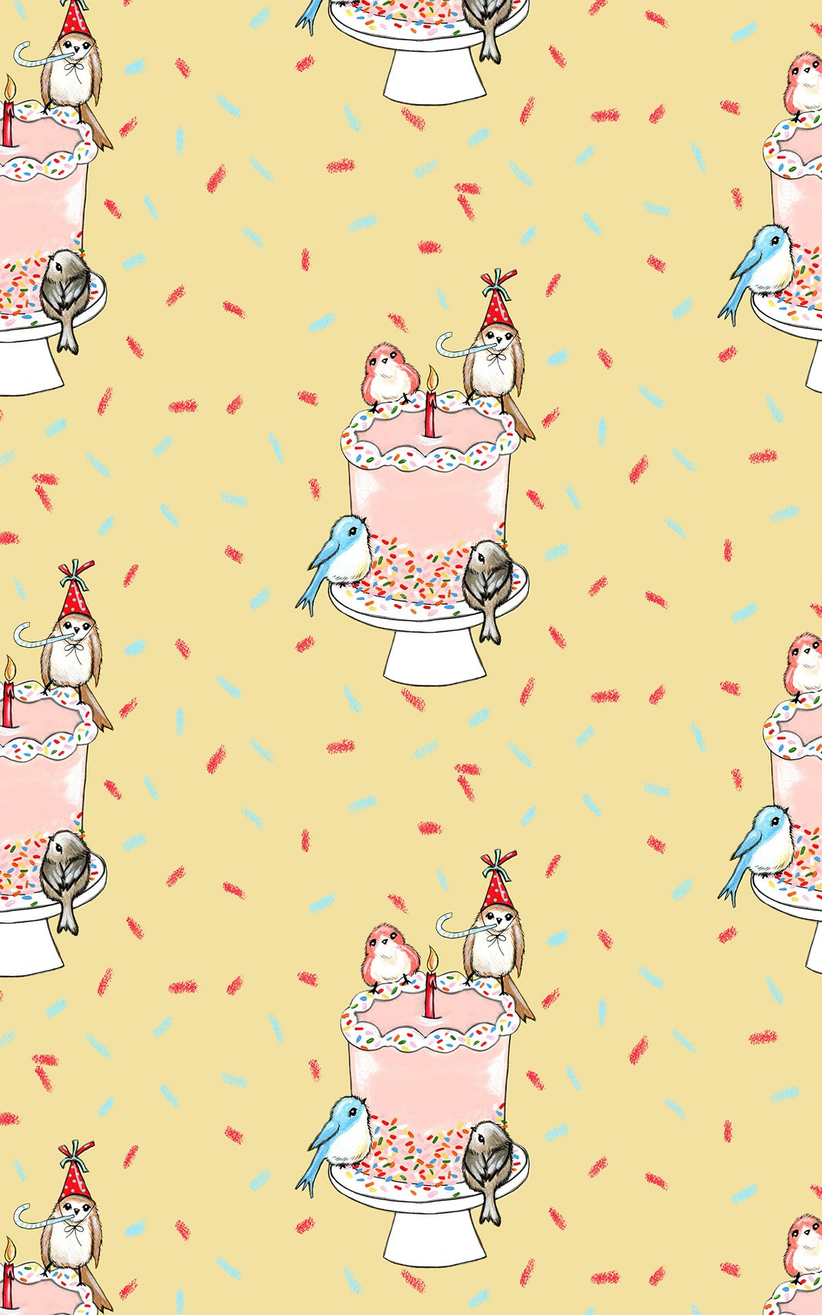 Birthday Birdie Bash Wrapping Paper | Michelle Gilsey | Artist Corner