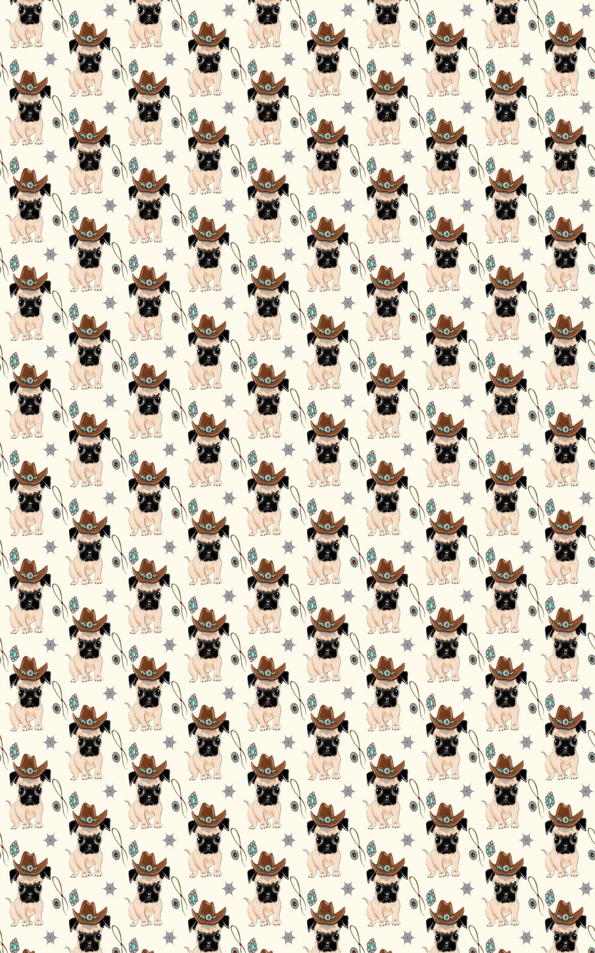 Cowboy Pug Wrapping Paper | Michelle Gilsey | Artist Corner