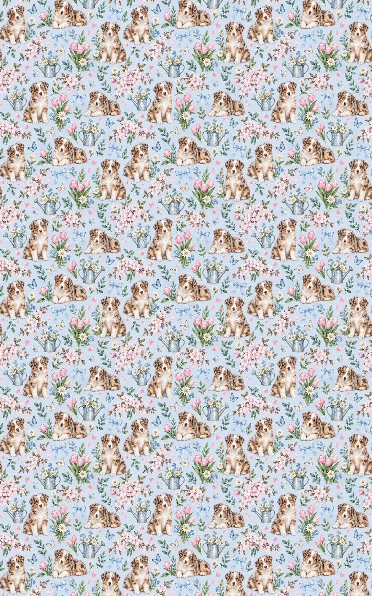 Red merle Aussie Spring Garden Wrapping Paper - London Penny Gift Wrap