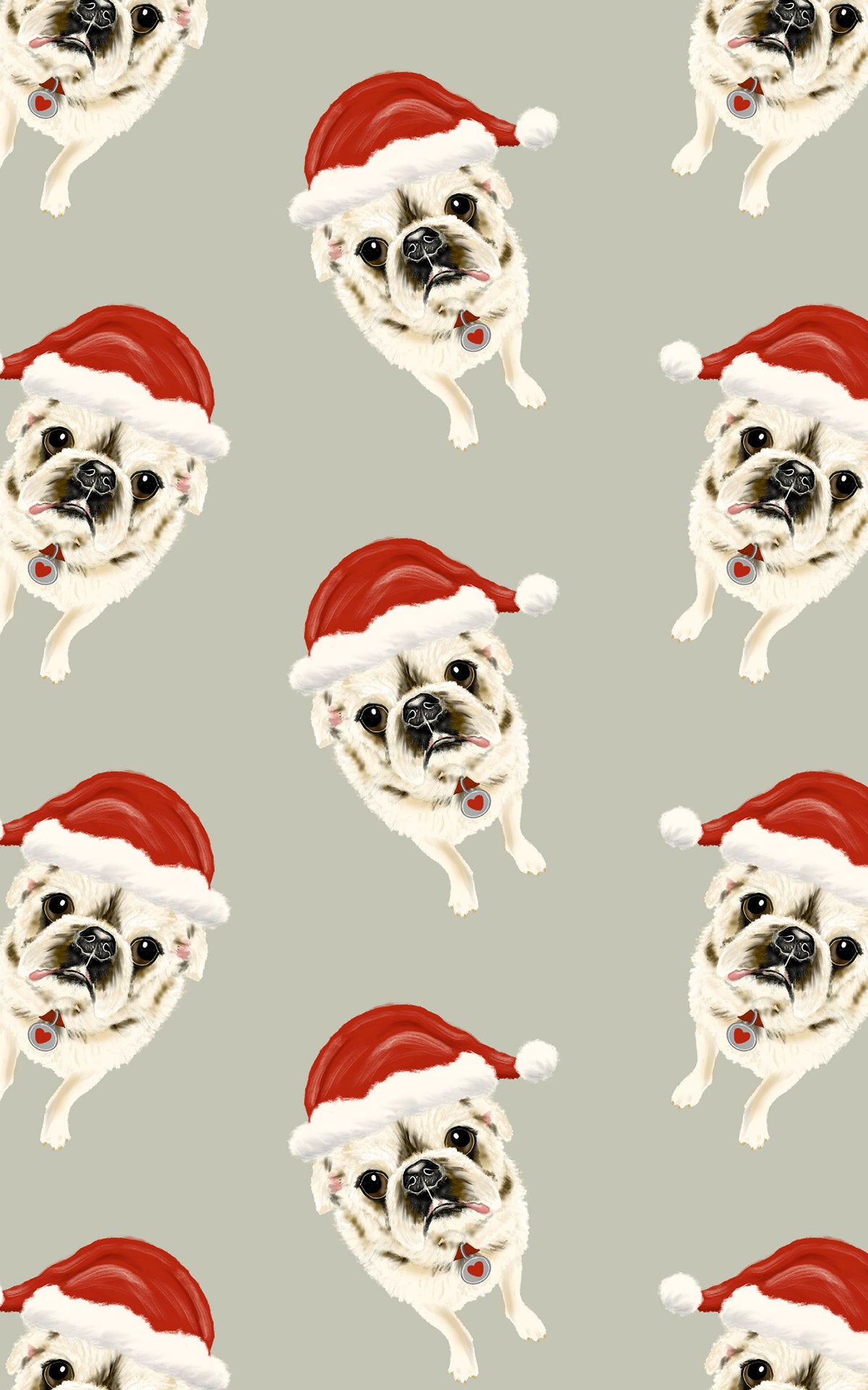 Santa Pug Wrapping Paper | Michelle Gilsey | Artist Corner