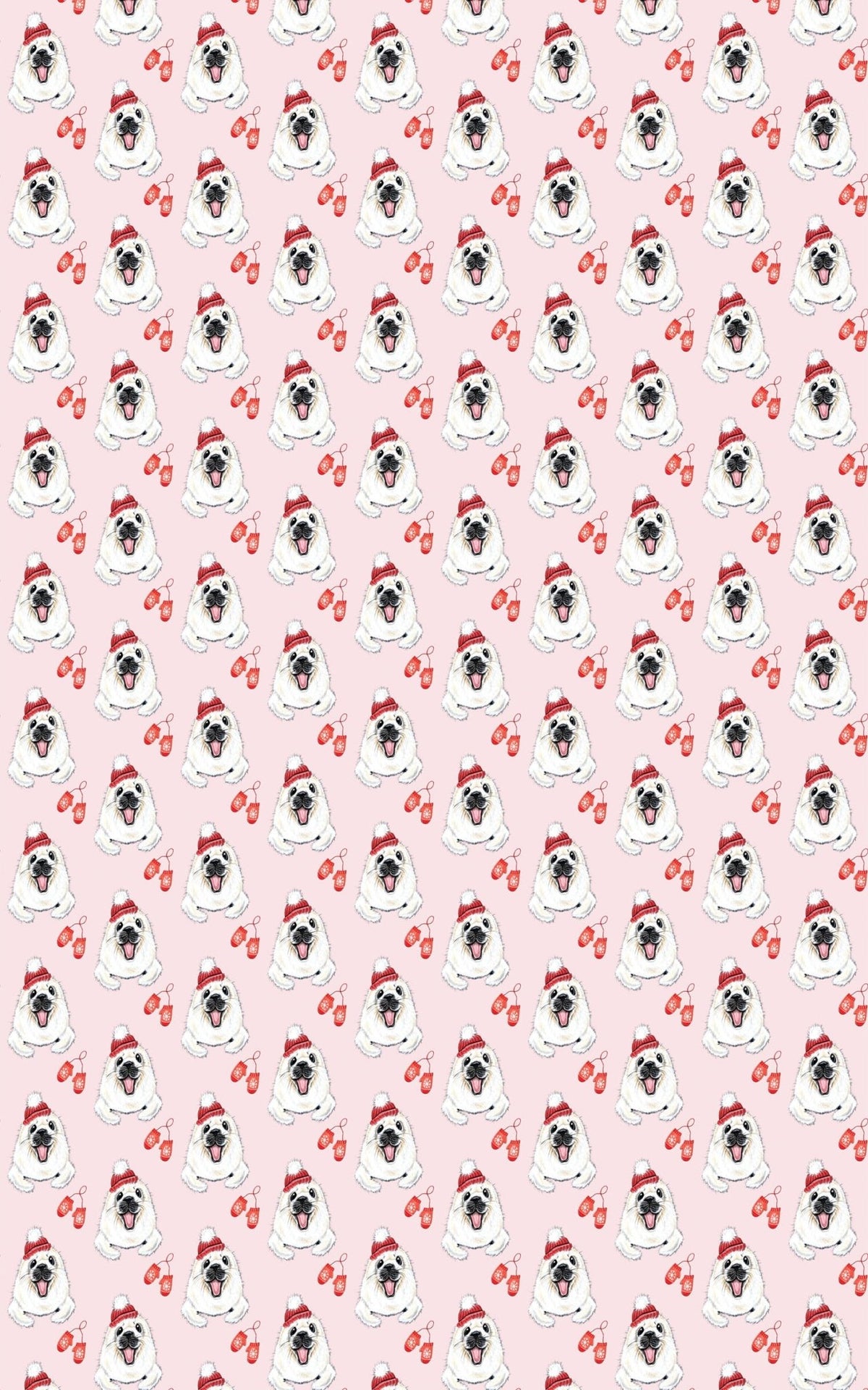 Winter Seal Pink Wrapping Paper | Michelle Gilsey | Artist Corner - London Penny Gift Wrap