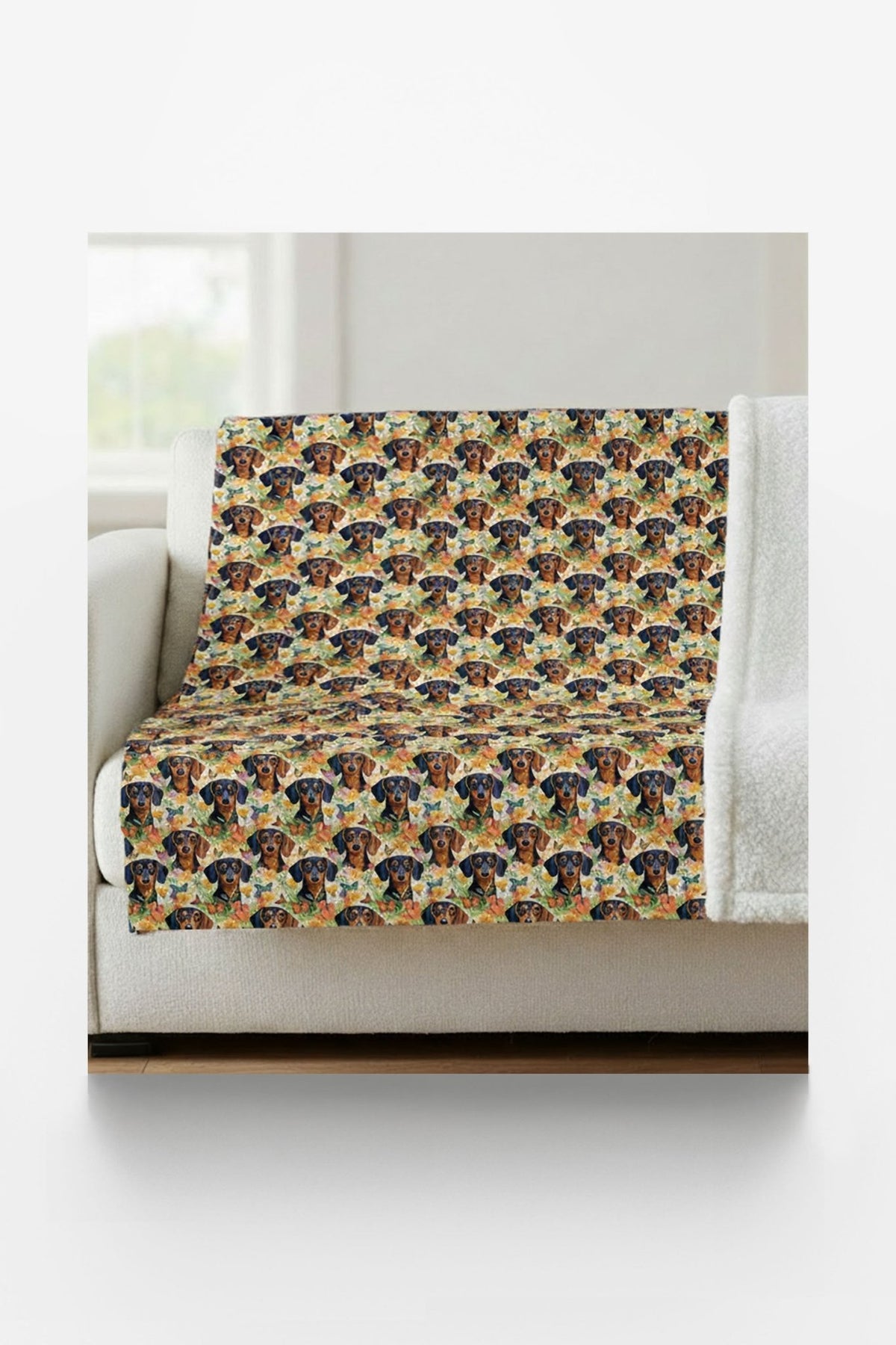 Dachshund Garden Party Sherpa Blanket - London Penny Gift Wrap