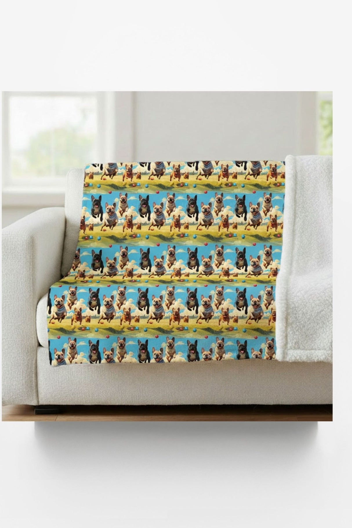 Frenchie Trot Sherpa Blanket - London Penny Gift Wrap