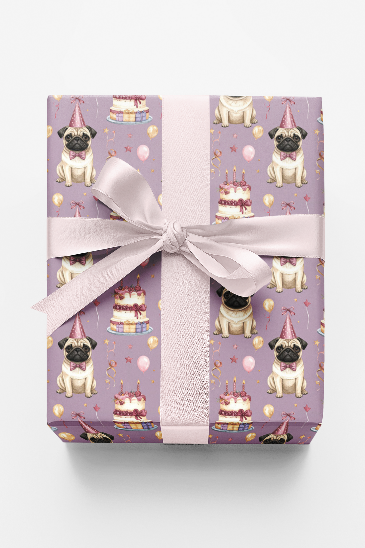 Elegant Birthday Pugs Wrapping Paper
