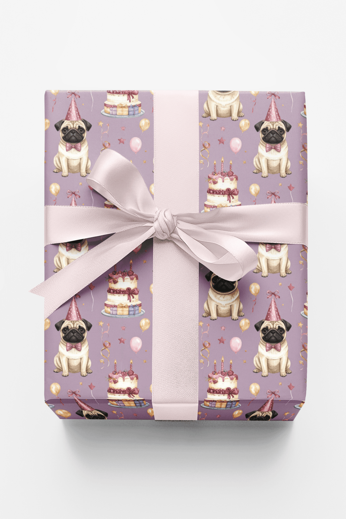 Elegant Birthday Pugs Wrapping Paper - London Penny Gift Wrap