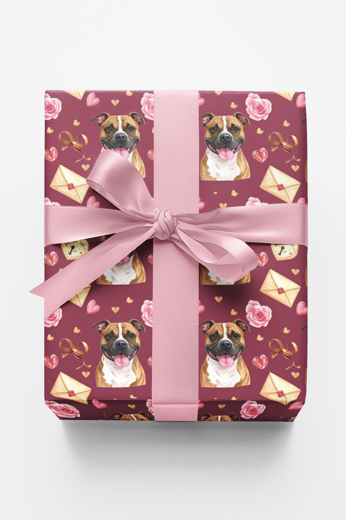 Valentine’s Staffy Sweethearts Wrapping Paper