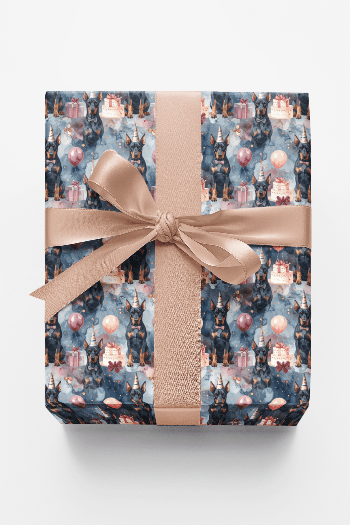 Elegant Birthday Dobermans Wrapping Paper - London Penny Gift Wrap