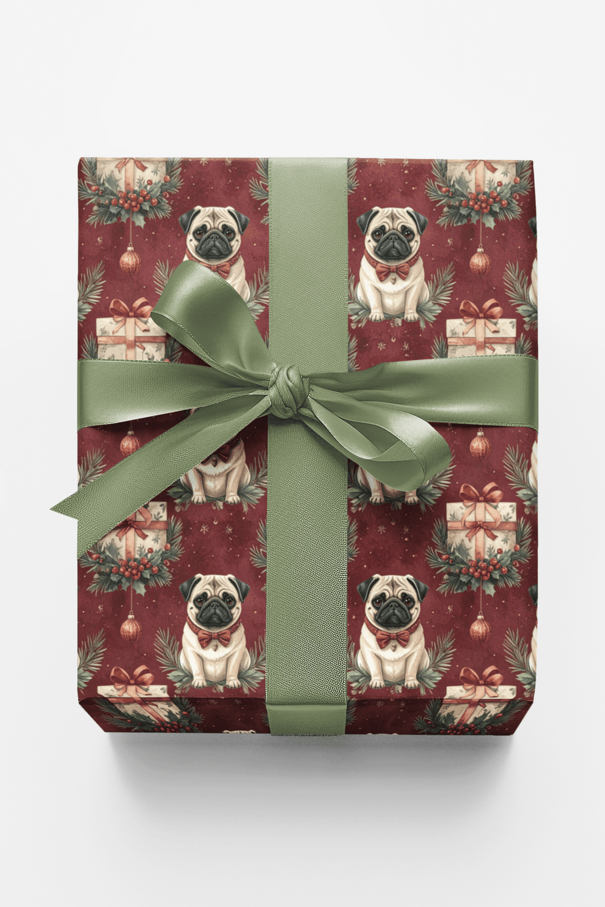 Victorian Christmas Pugs Wrapping Paper - London Penny Gift Wrap