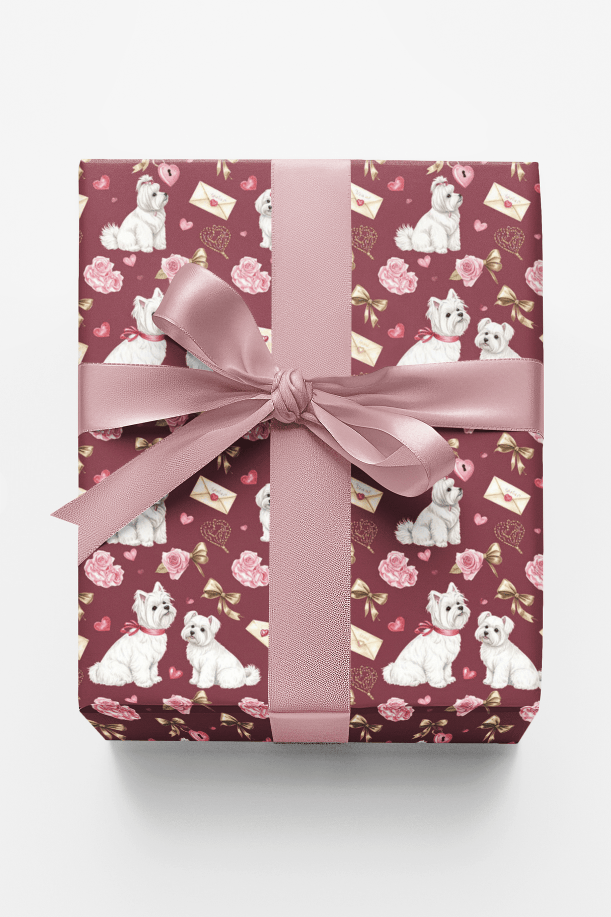 Charming Valentine’s Maltese Wrapping Paper - London Penny Gift Wrap