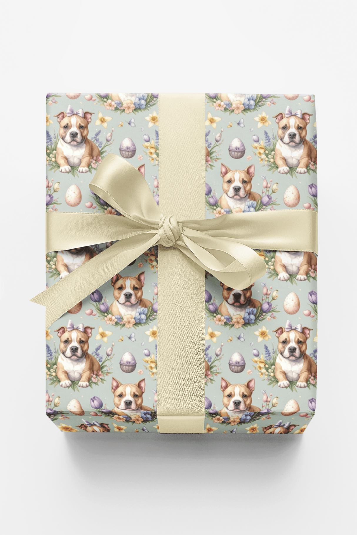 Easter Staffy Garden Wrapping Paper - London Penny Gift Wrap