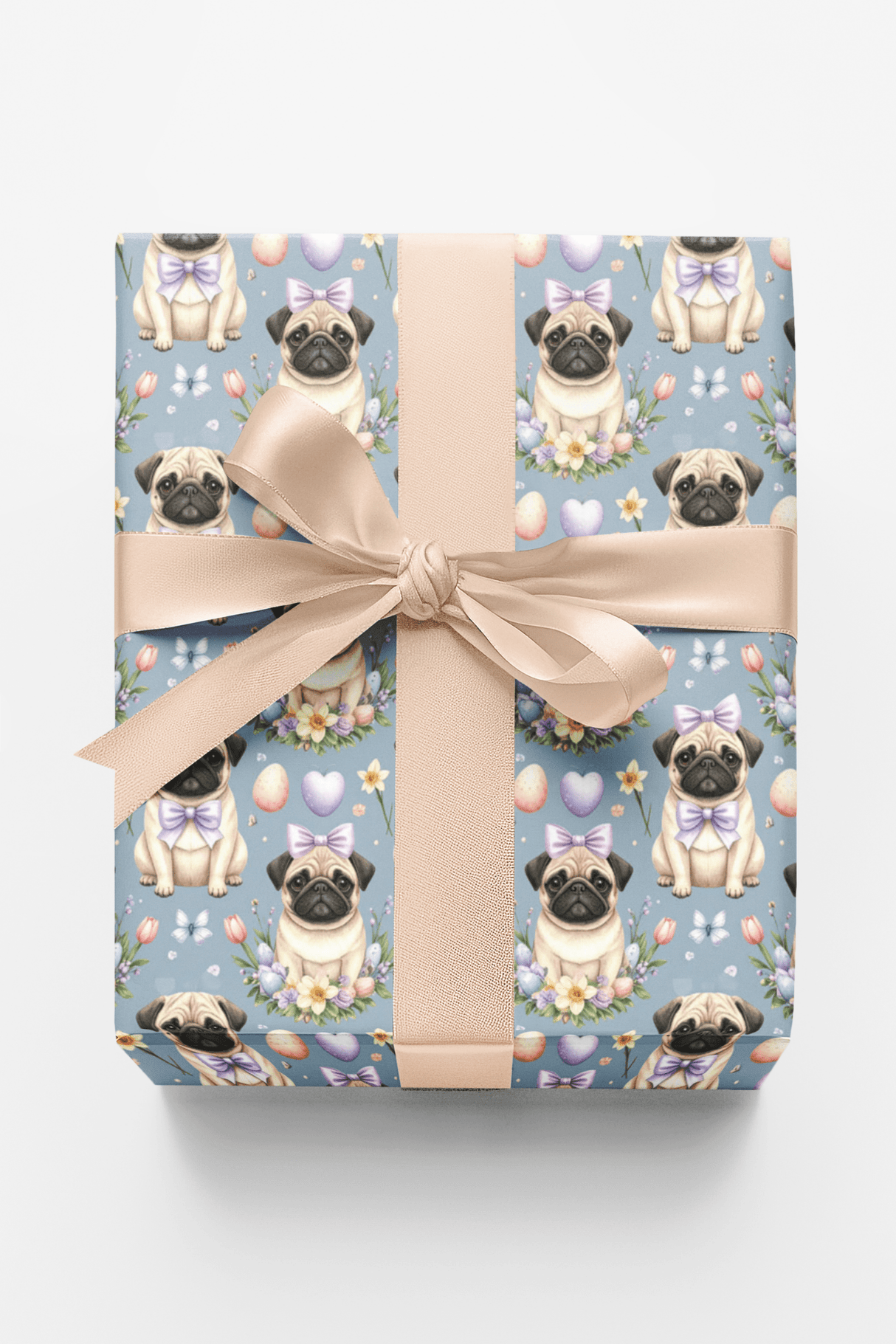 Pastel Easter Pugs Wrapping Paper - London Penny Gift Wrap