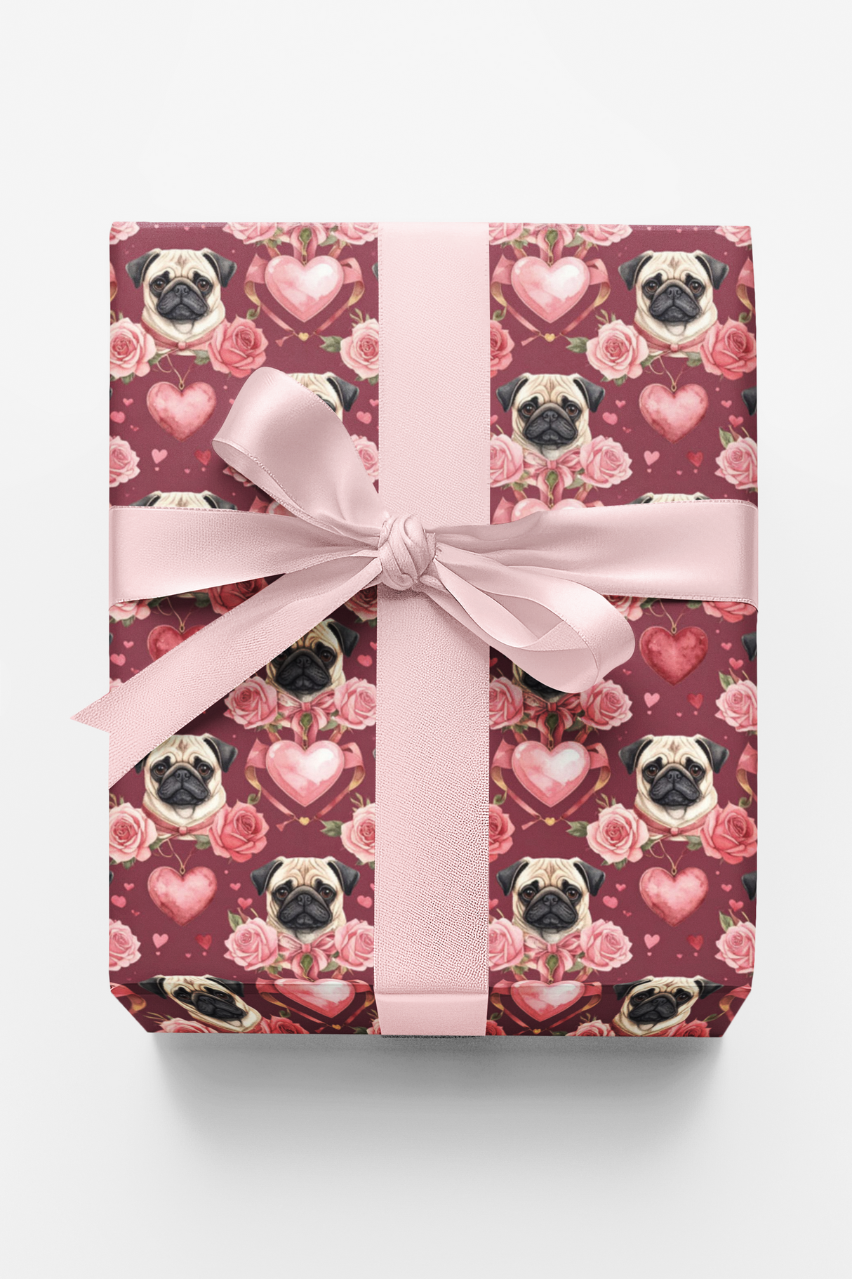 Valentine’s Pug Sweethearts Wrapping Paper