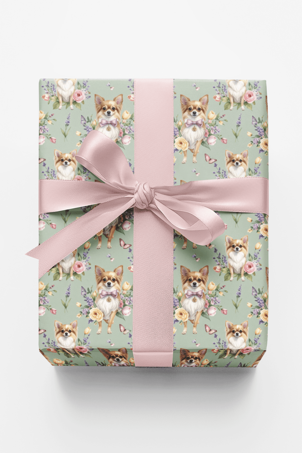 Chihuahua Spring Garden Party Wrapping Paper - London Penny Gift Wrap