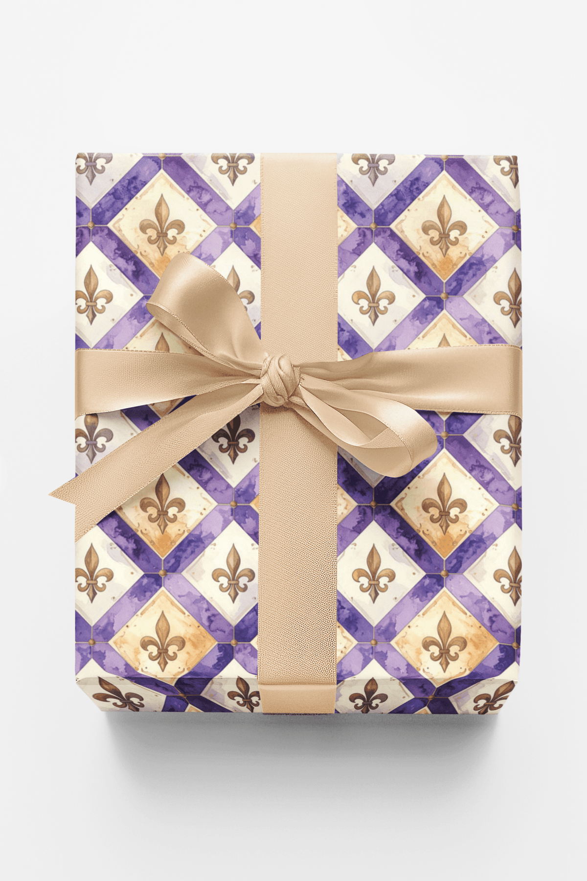 Purple Fleur-de-Lis Lattice Wrapping Paper - London Penny Gift Wrap