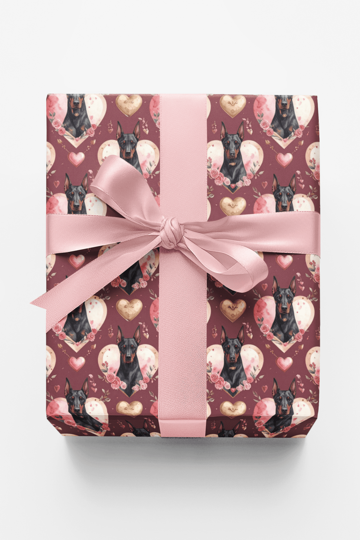 Romantic Valentine’s Doberman Wrapping Paper - London Penny Gift Wrap