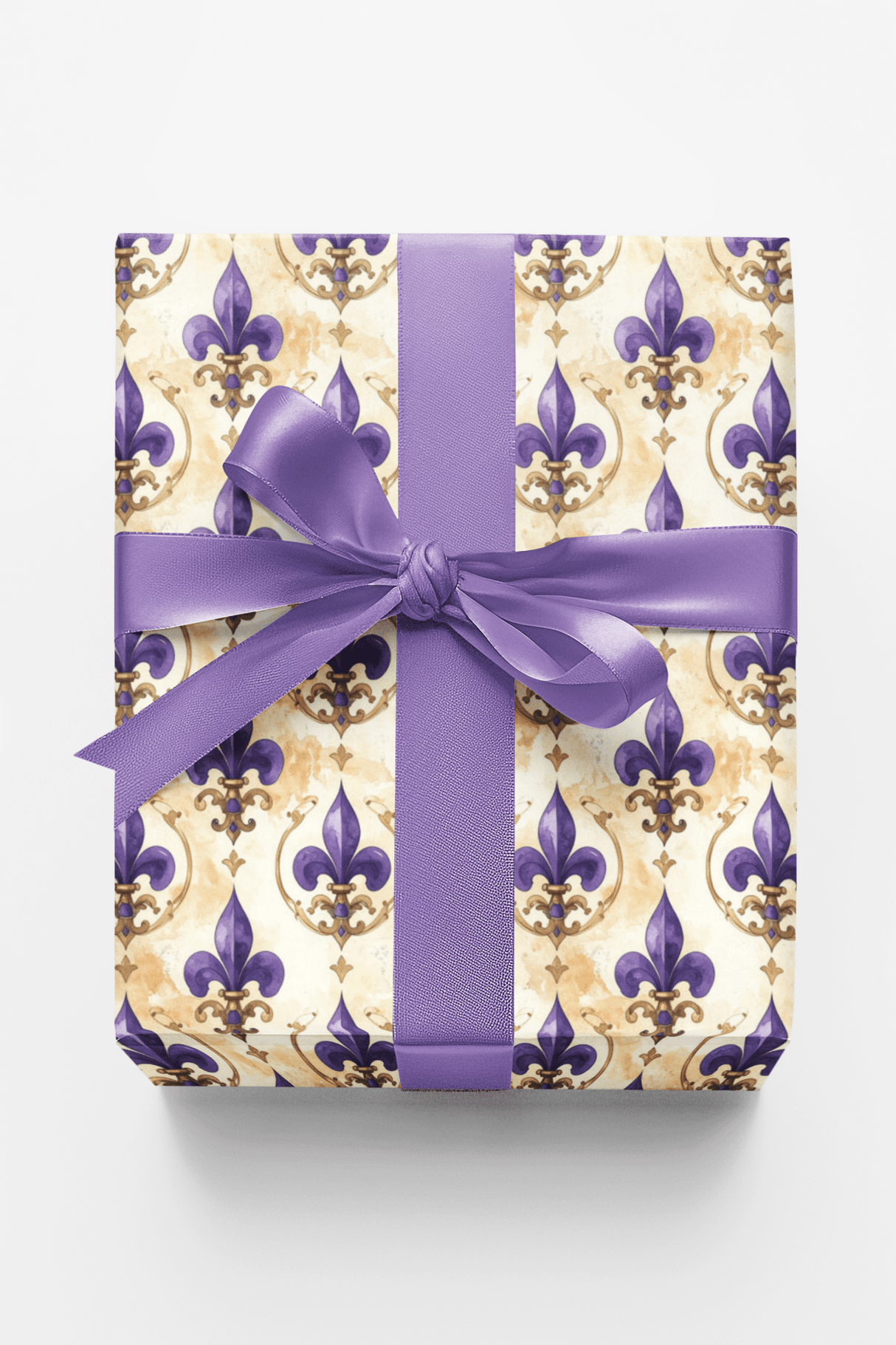 Purple Fleur-de-Lis Medallions Wrapping Paper - London Penny Gift Wrap