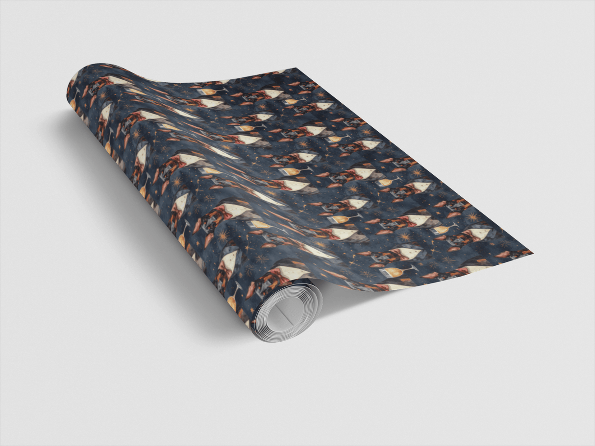 Festive New Year Dobermans Wrapping Paper - London Penny Gift Wrap