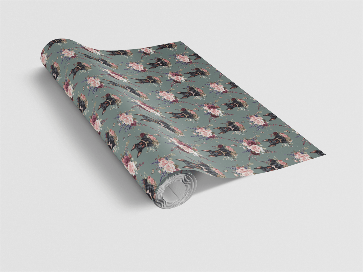 Doberman Garden Splendor Wrapping Paper - London Penny Gift Wrap