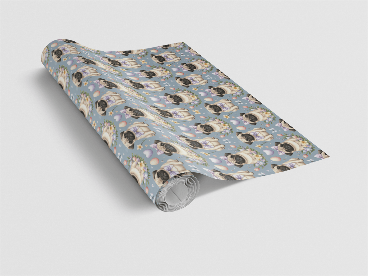 Pastel Easter Pugs Wrapping Paper - London Penny Gift Wrap