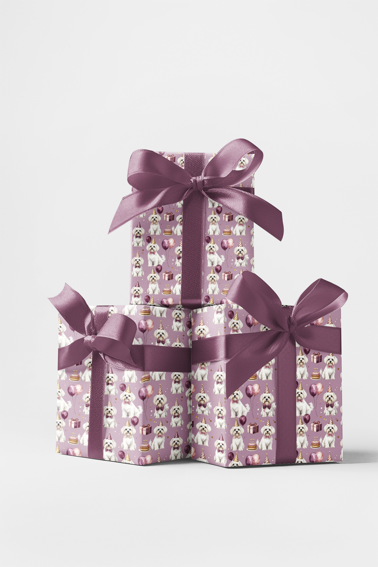 Elegant Birthday Maltese Wrapping Paper