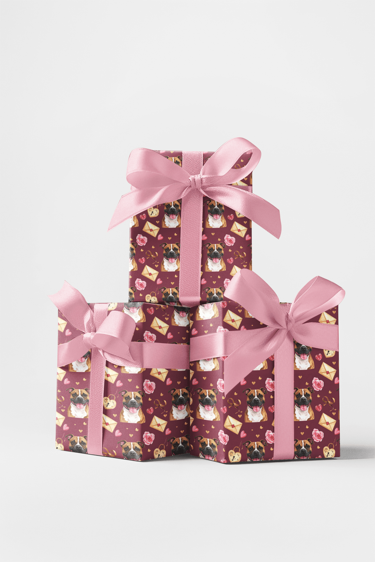 Valentine’s Staffy Sweethearts Wrapping Paper - London Penny Gift Wrap