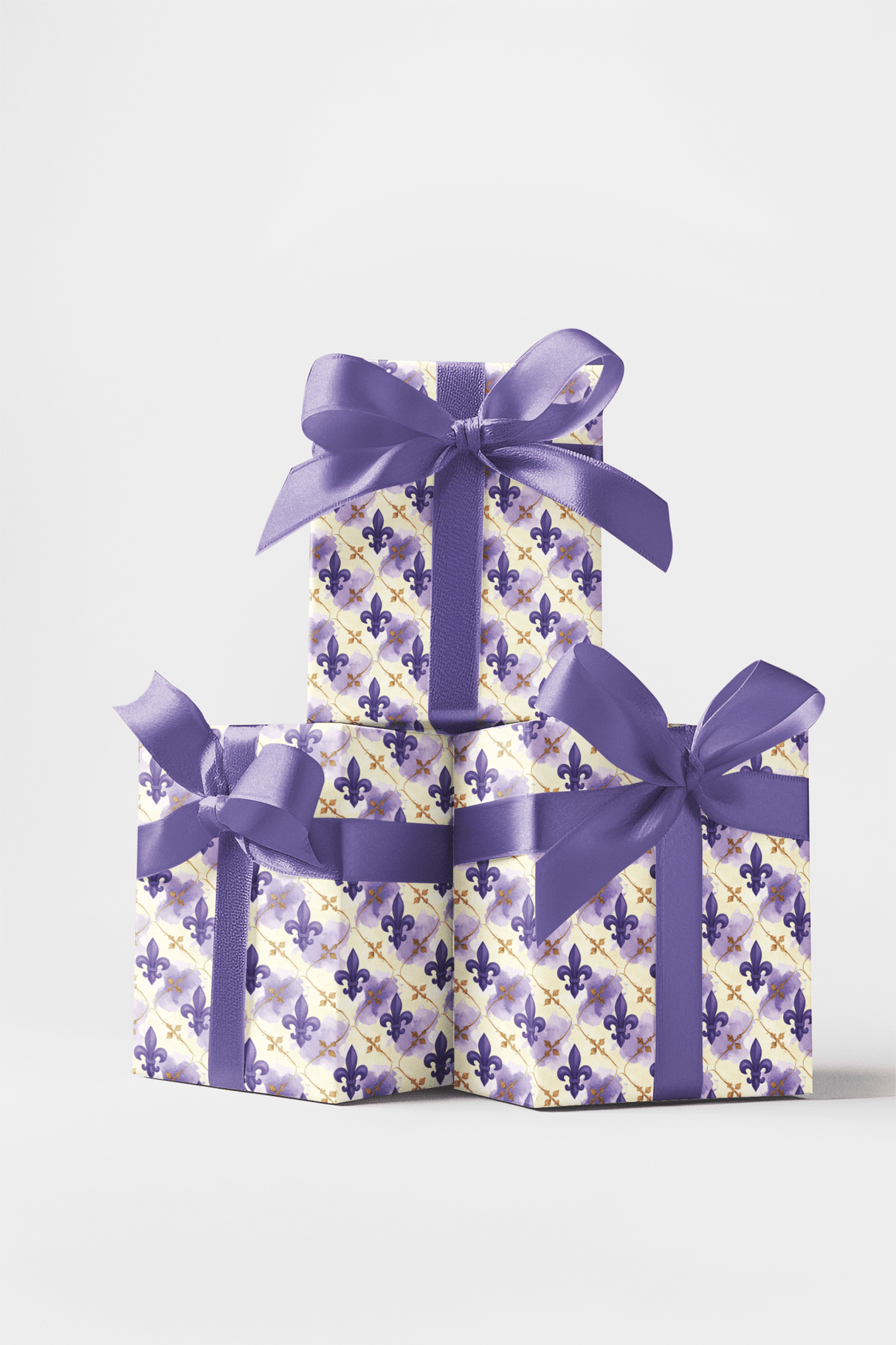 Ornamental Fleur-de-Lis Rows Wrapping Paper - London Penny Gift Wrap