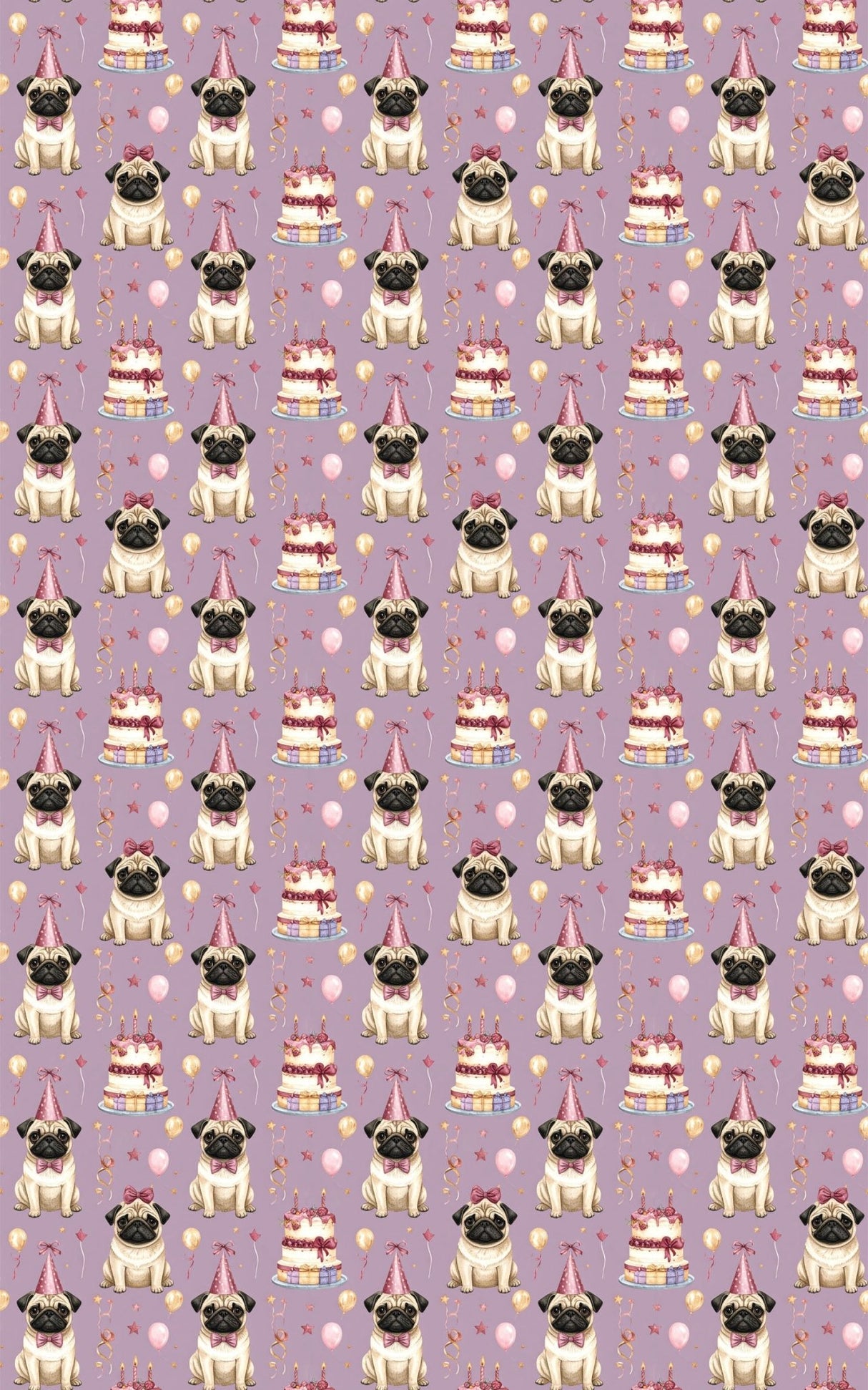 Elegant Birthday Pugs Wrapping Paper - London Penny Gift Wrap