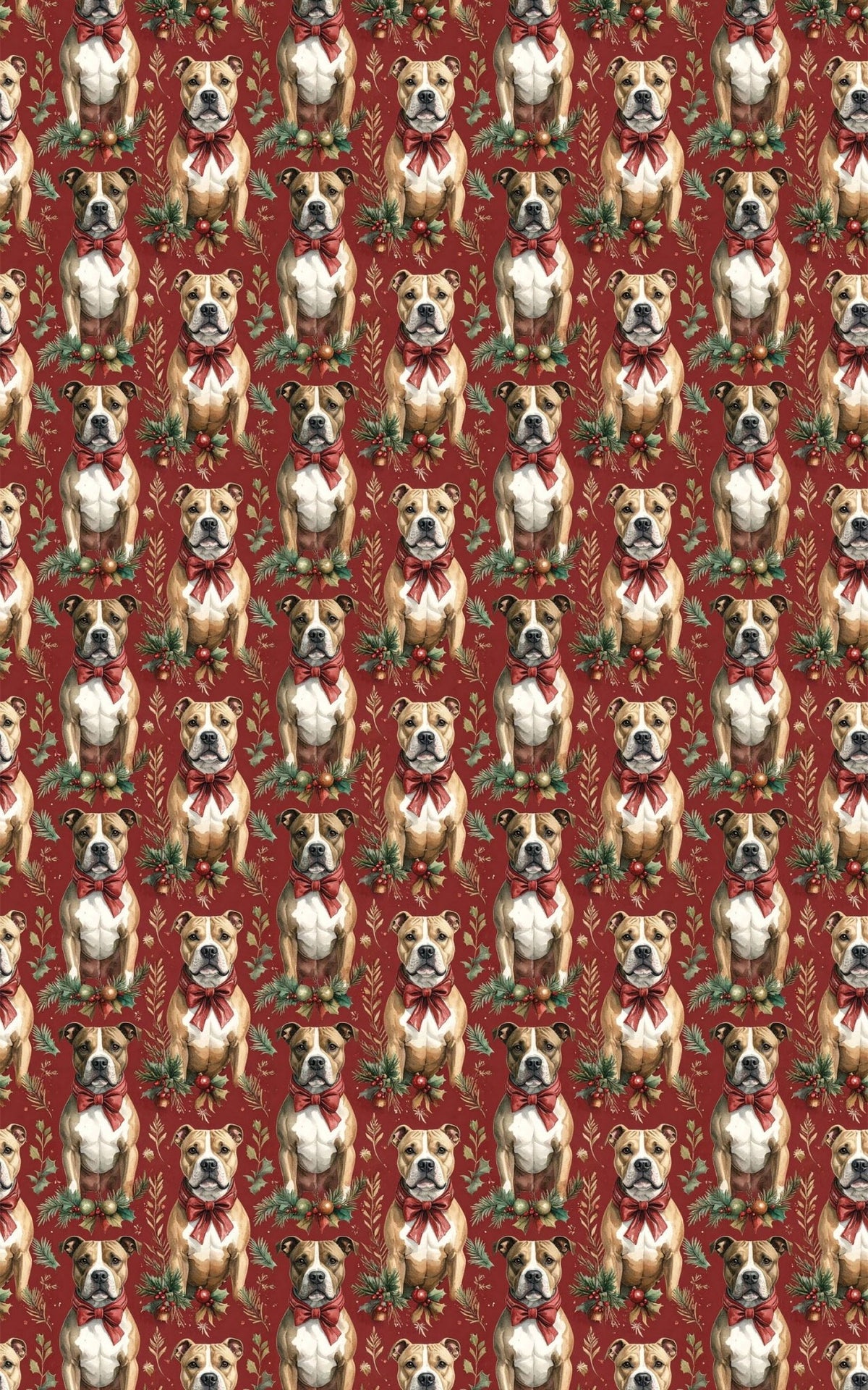 Cozy Christmas Staffies Wrapping Paper - London Penny Gift Wrap