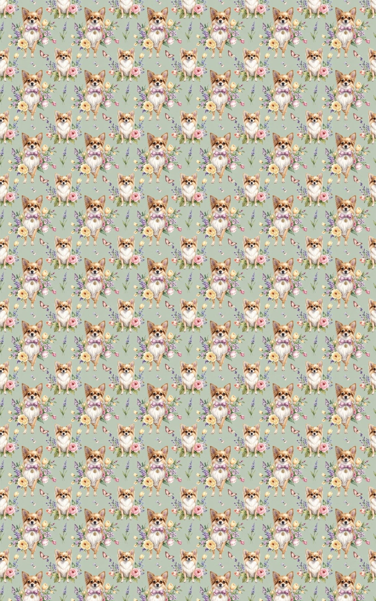 Chihuahua Spring Garden Party Wrapping Paper - London Penny Gift Wrap