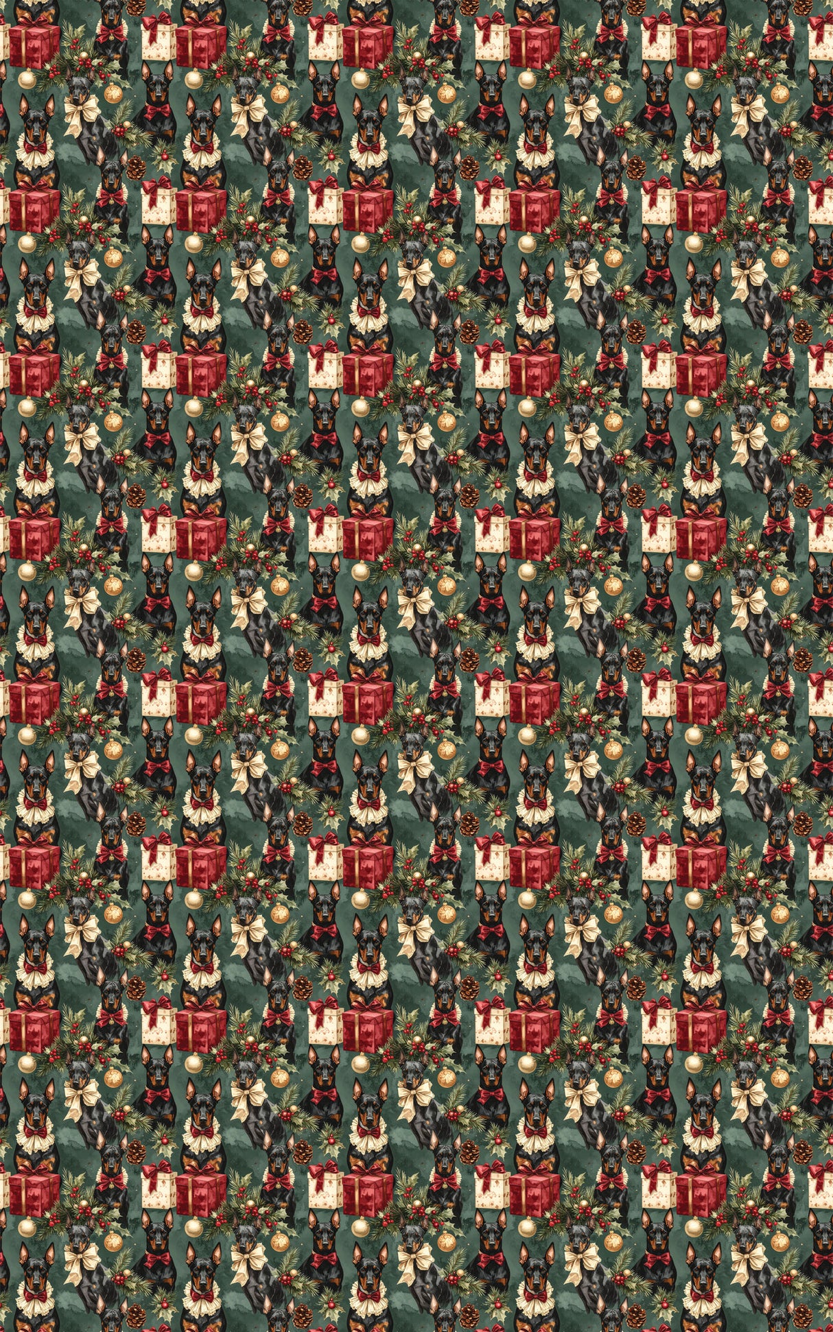 Antique Christmas Doberman Wrapping Paper