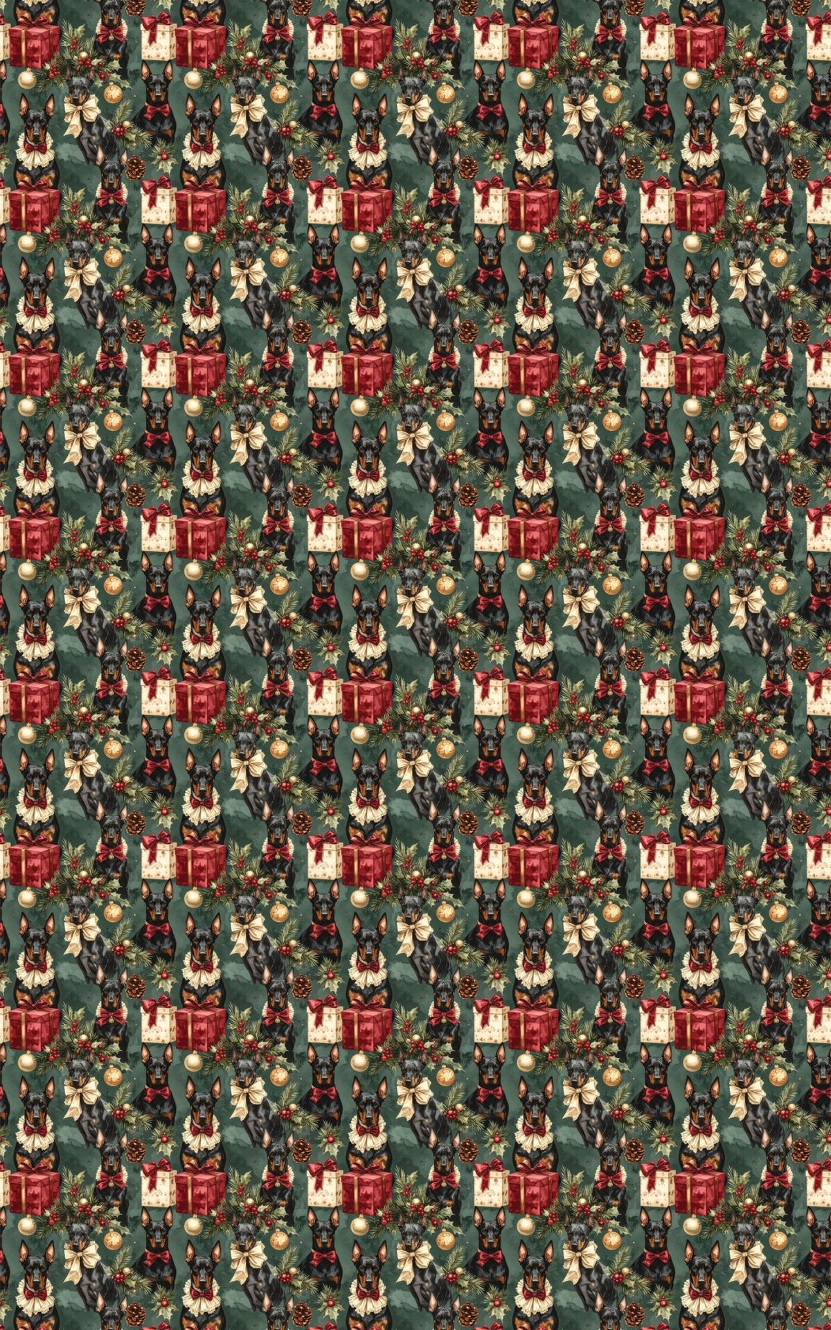 Antique Christmas Doberman Wrapping Paper - London Penny Gift Wrap
